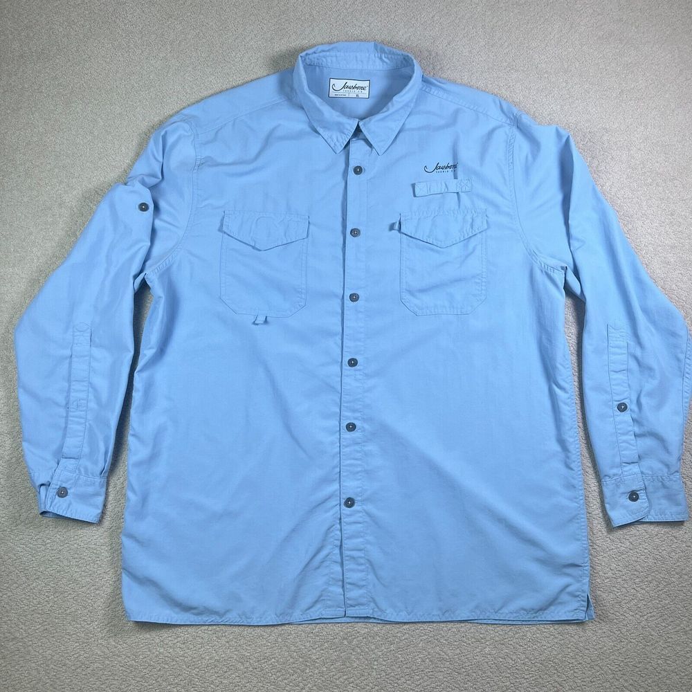 Jawbone Tackle Co Shirt Mens XL Blue Vented Fishing Boating Deep Sea‎ Angler